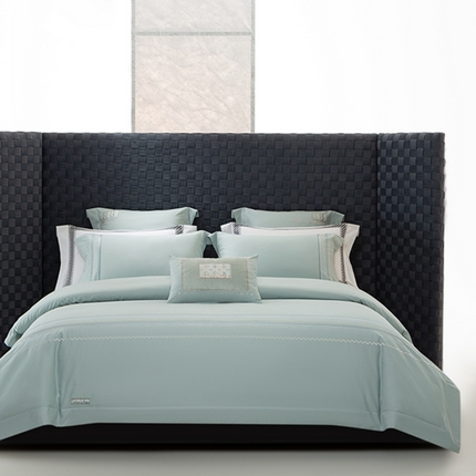 91家纺网 家纺一手货源 找家纺 高大尚婚庆馆 2025新款长绒棉磨毛高端绣花四件套 秋韵 清新绿