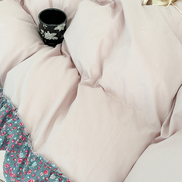 91家纺网 家纺一手货源 找家纺 昔可家纺 2024新款纯色碎花花边全棉小清新四件套 紫韵花海