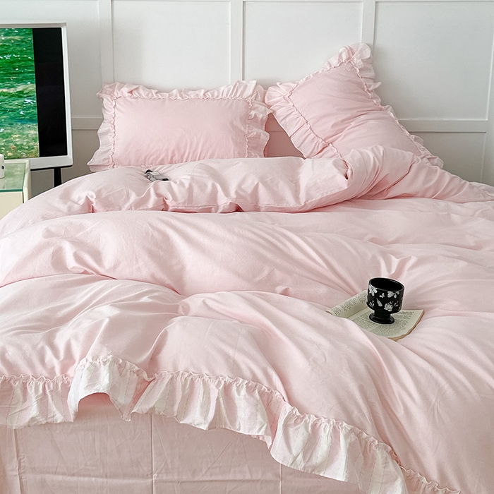 91家纺网 家纺一手货源 找家纺 （总）昔可家纺 2024新款贴边纯色条纹四件套系列