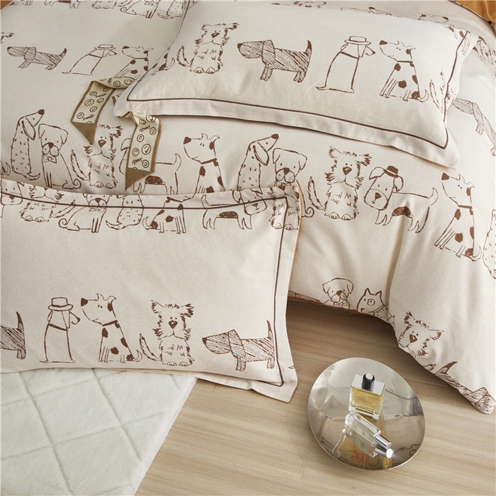 91家纺网 家纺一手货源 找家纺 沐白家居 2024新款全棉生态磨毛印花四件套系列 旺仔派