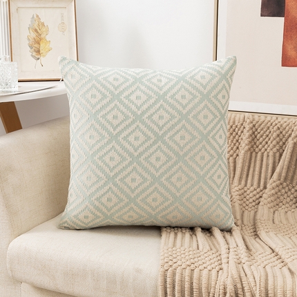 91家纺网 家纺一手货源 找家纺 （总）囍莱家纺 2024新款手工编织抱枕-绿色几何系列