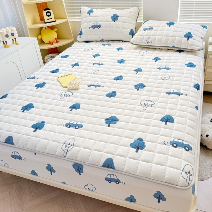 91家纺网 家纺一手货源 找家纺 卡派 2024新款大床水洗棉夹棉加厚床笠（印花系列） 密林