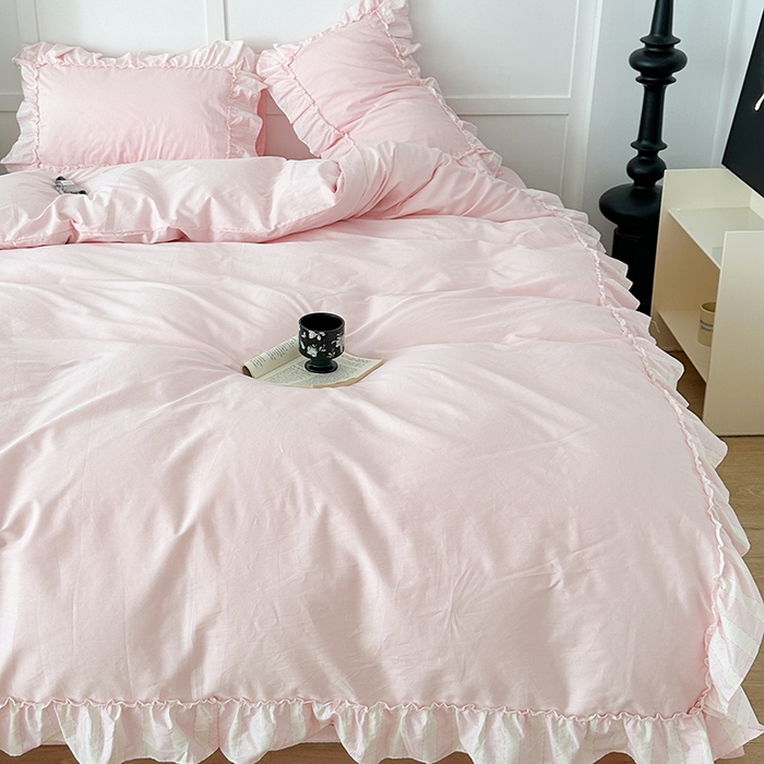 91家纺网 家纺一手货源 找家纺 （总）昔可家纺 2024新款贴边纯色条纹四件套系列