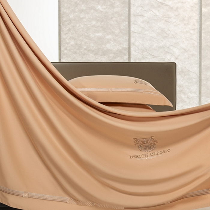 91家纺网 家纺一手货源 找家纺 高大尚婚庆馆 2025新款长绒棉磨毛高端绣花四件套 玛莎 南瓜橘