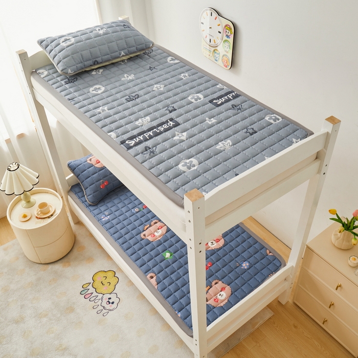 91家纺网 家纺一手货源 找家纺 卡派 2024新款水洗棉学生单人床夹棉加厚床褥 灰熊