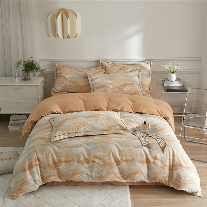 91家纺网 家纺一手货源 找家纺 沐白家居 2024新款全棉生态磨毛印花四件套系列 诺拉