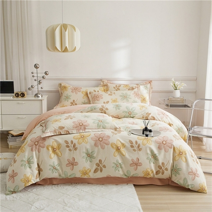 沐白家居 2024新款全棉生态磨毛印花四件套系列 向阳