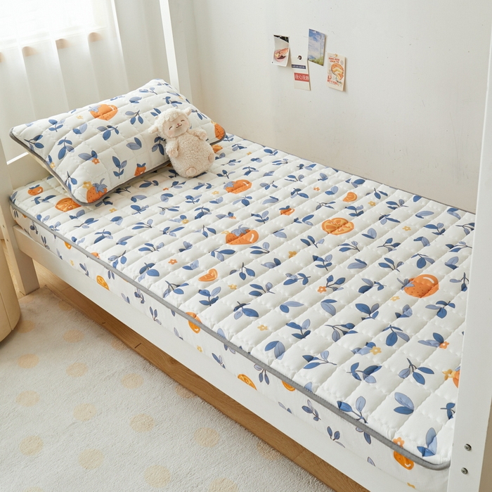 91家纺网 家纺一手货源 找家纺 卡派 2024新款单人床水洗棉夹棉加厚床笠（印花系列） 橙子