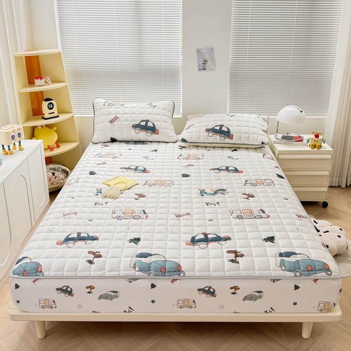 91家纺网 家纺一手货源 找家纺 卡派 2024新款大床水洗棉夹棉加厚床笠（印花系列） 汽车总动员