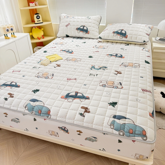 91家纺网 家纺一手货源 找家纺 卡派 2024新款大床水洗棉夹棉加厚床笠（印花系列） 汽车总动员