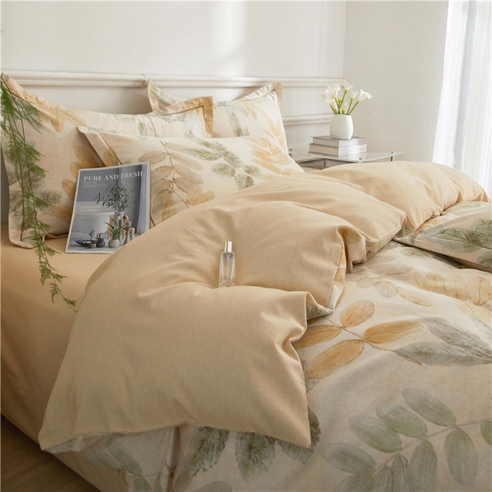 91家纺网 家纺一手货源 找家纺 沐白家居 2024新款全棉生态磨毛印花四件套系列 春派