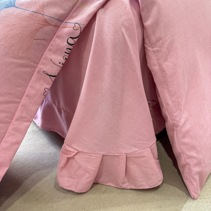 91家纺网 家纺一手货源 找家纺 昊翔家纺 2024新款全棉磨毛印花四件套 舒叶-粉