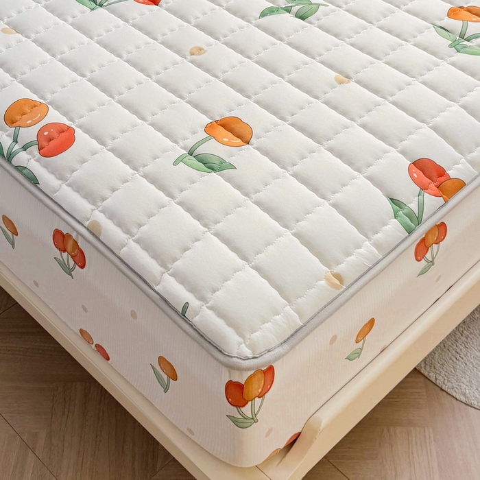 91家纺网 家纺一手货源 找家纺 卡派 2024新款大床水洗棉夹棉加厚床笠（印花系列） 樱桃