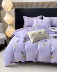 91家纺网 家纺一手货源 找家纺 昊翔家纺 2024新款全棉磨毛印花四件套 温柔乡-紫