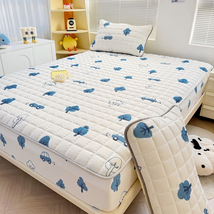 91家纺网 家纺一手货源 找家纺 卡派 2024新款大床水洗棉夹棉加厚床笠（印花系列） 密林