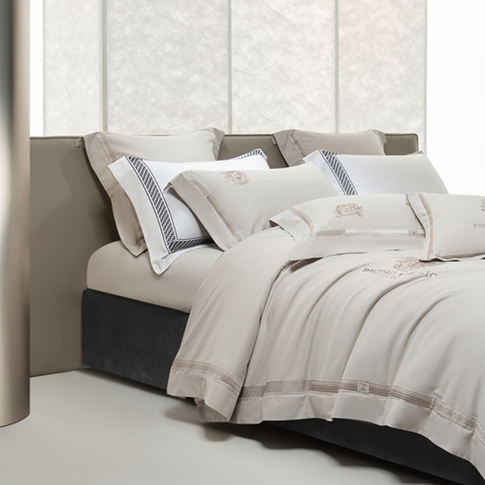 91家纺网 家纺一手货源 找家纺 高大尚婚庆馆 2025新款长绒棉磨毛高端绣花四件套 玛莎 绅士灰