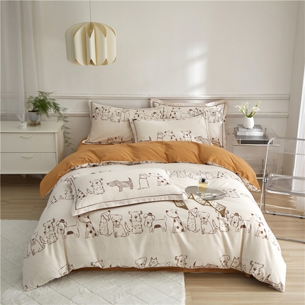 91家纺网 家纺一手货源 找家纺 （总）沐白家居 2024新款全棉生态磨毛印花四件套系列