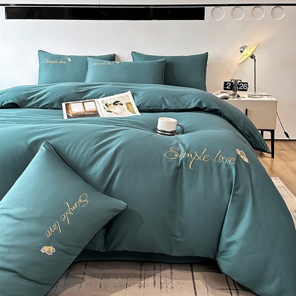 91家纺网 家纺一手货源 找家纺 （总）宇彬家纺 2024直播热款新款13374全棉母婴级麻绳滚边纯棉色刺绣四件套新疆长绒字母款轻奢床上用品