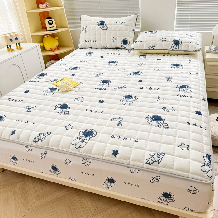 91家纺网 家纺一手货源 找家纺 卡派 2024新款大床水洗棉夹棉加厚床笠（印花系列） 太空人