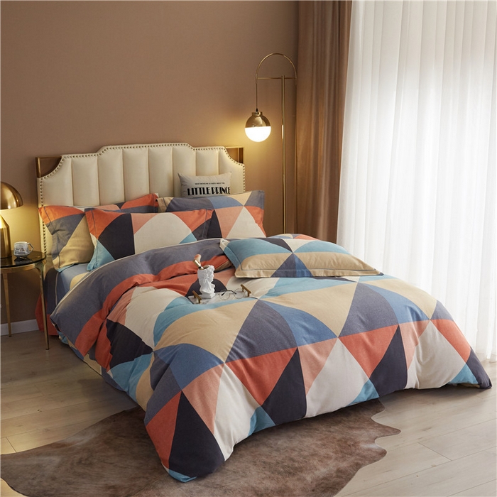 91家纺网 家纺一手货源 找家纺 沐白家居 2024新款全棉生态磨毛印花四件套系列 溢彩