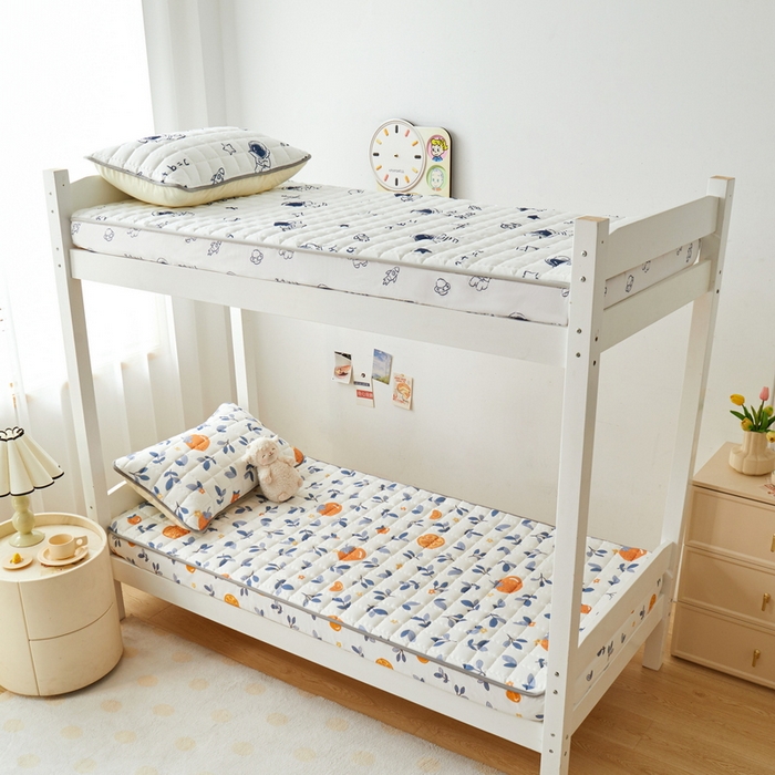 91家纺网 家纺一手货源 找家纺 卡派 2024新款单人床水洗棉夹棉加厚床笠（印花系列） 橙子