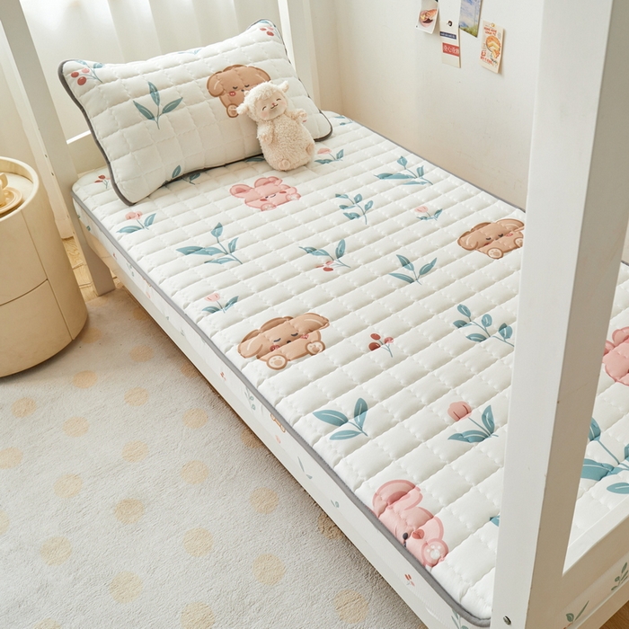 91家纺网 家纺一手货源 找家纺 卡派 2024新款单人床水洗棉夹棉加厚床笠（印花系列） 可爱兔