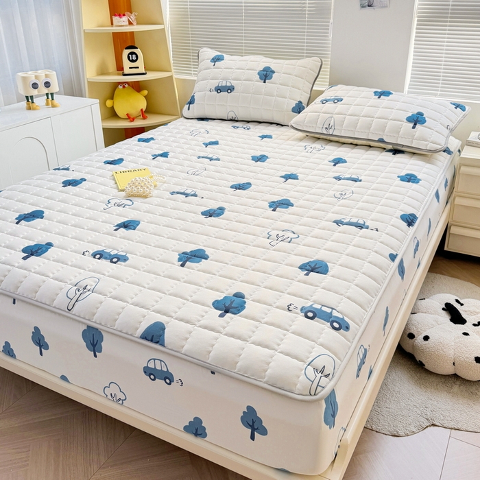 91家纺网 家纺一手货源 找家纺 卡派 2024新款大床水洗棉夹棉加厚床笠（印花系列） 密林