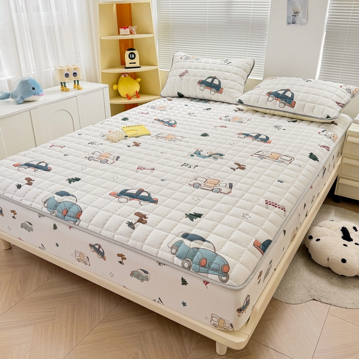 91家纺网 家纺一手货源 找家纺 卡派 2024新款大床水洗棉夹棉加厚床笠（印花系列） 汽车总动员