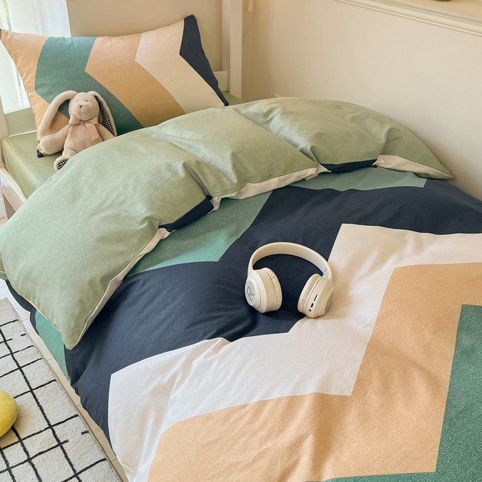 91家纺网 家纺一手货源 找家纺 雅居纺 2024新款全棉印花学生季套件 波浪世界