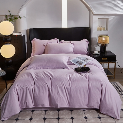 雲归梦 2024新款全棉提花活性高支密轻奢四件套 细条纹-优雅紫