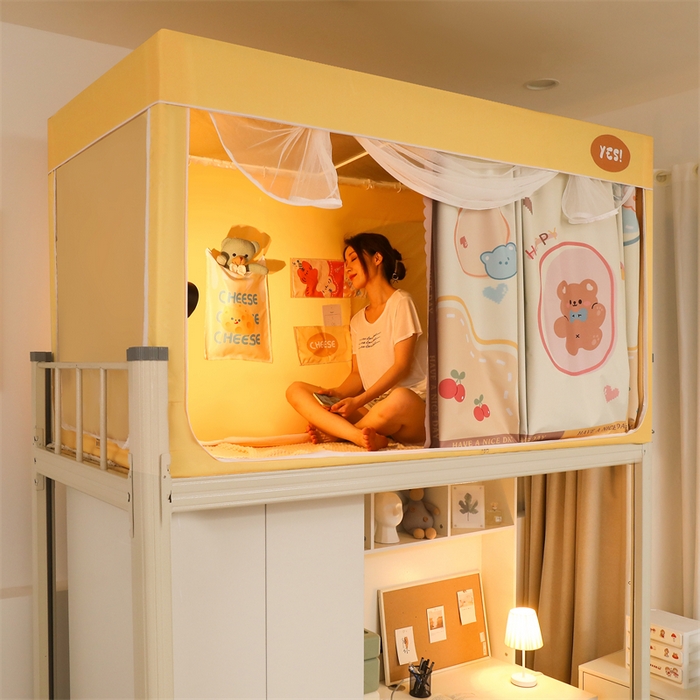 91家纺网 家纺一手货源 找家纺 卓尔居 2025新款学生遮光床帘涂层包边卡通系列 气泡熊