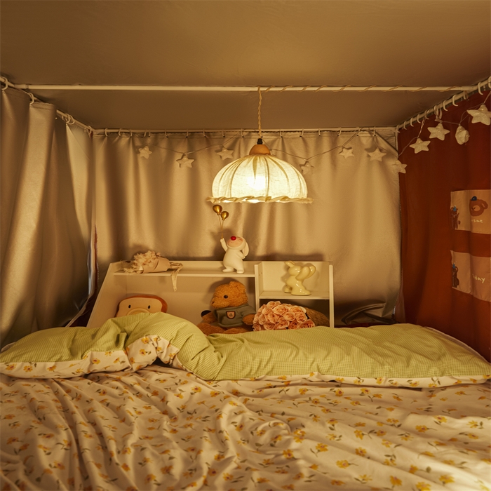 91家纺网 家纺一手货源 找家纺 卓尔居 2025新款学生遮光床帘涂层包边卡通系列 漫画猫猫