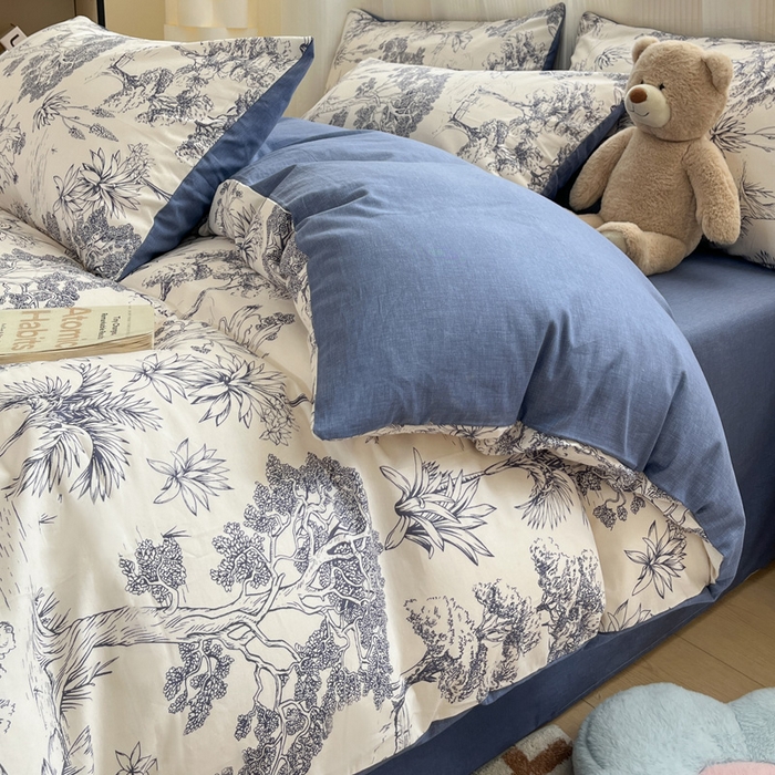 91家纺网 家纺一手货源 找家纺 雅居纺 2024新款全棉印花四件套 妙语花香