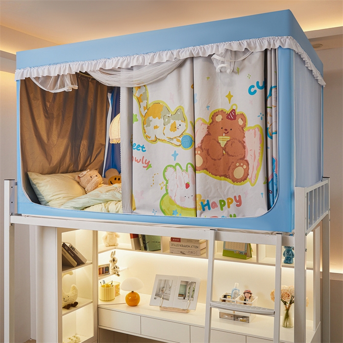 91家纺网 家纺一手货源 找家纺 卓尔居 2025新款学生遮光床帘涂层花边卡通系列 卡通小动物