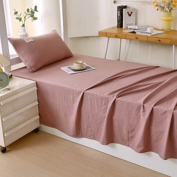 91家纺网 家纺一手货源 找家纺 雨彤家纺 2024新款A类云朵棉纯色学生宿舍床单 深豆沙