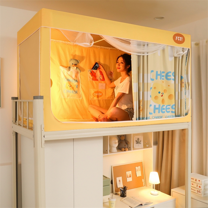 91家纺网 家纺一手货源 找家纺 卓尔居 2025新款学生遮光床帘涂层包边卡通系列 奶酪陷阱