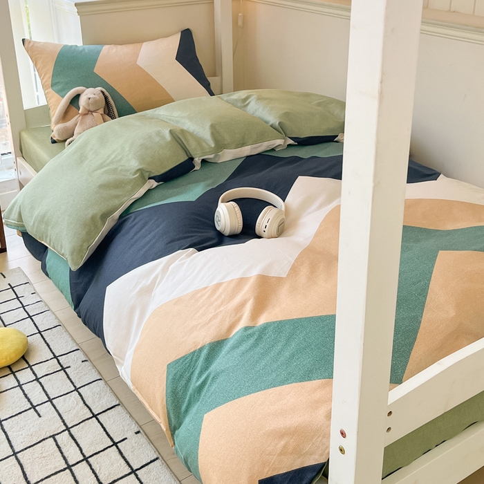 91家纺网 家纺一手货源 找家纺 雅居纺 2024新款全棉印花学生季套件 波浪世界