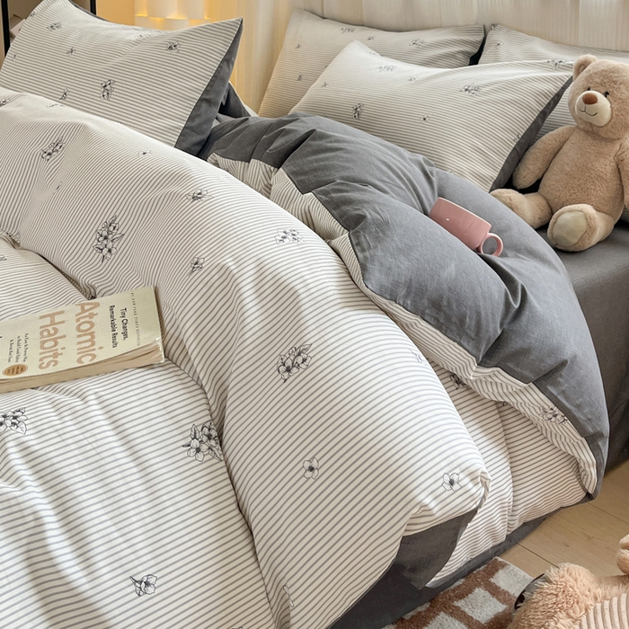 91家纺网 家纺一手货源 找家纺 雅居纺 2024新款全棉印花四件套 炫染小花