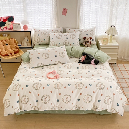 倾慕家纺 2024新款ins清新风纯棉印花四件套系列 精灵乐园