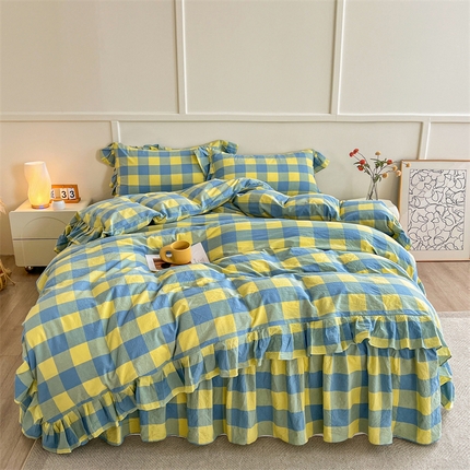 91家纺网 家纺一手货源 找家纺 （总）糯米猪家纺 2024新款全棉水洗棉床裙四件套