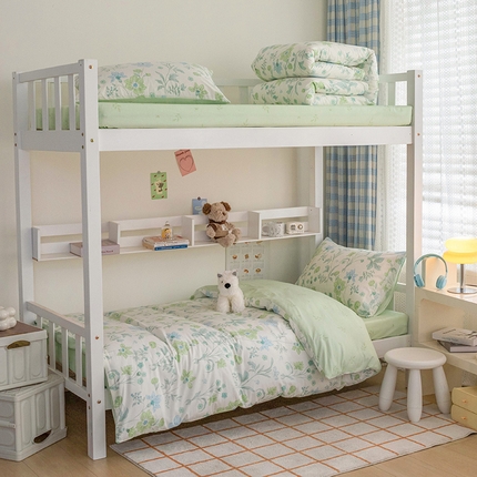 倾慕家纺 2024新款清新风纯棉印花学生套件系列 春水雨漫