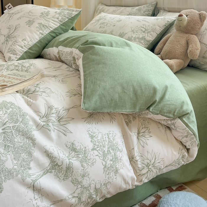 91家纺网 家纺一手货源 找家纺 雅居纺 2024新款全棉印花四件套 奇遇森林