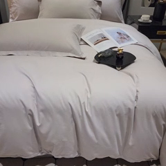 91家纺网 家纺一手货源 找家纺 雲归梦 2024新款全棉提花活性高支密轻奢四件套 细条纹-浅灰