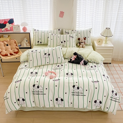 91家纺网 家纺一手货源 找家纺 （总）倾慕家纺 2024新款ins清新风纯棉印花四件套系列