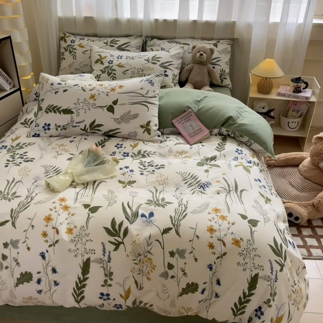 91家纺网 家纺一手货源 找家纺 雅居纺 2024新款全棉印花四件套 森林日记