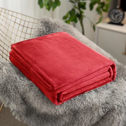 （总）棉荨纺 2024新款法兰绒纯色毛毯珊瑚绒双面礼品毛毯200克