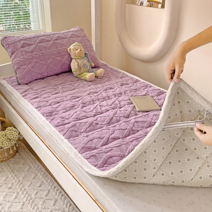 米柳家纺 2024新款塔芙绒夹棉垫子 紫色