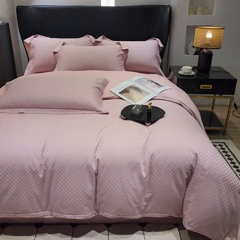 91家纺网 家纺一手货源 找家纺 雲归梦 2024新款全棉提花活性高支密轻奢四件套 阳阳格-烟紫