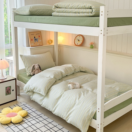 雅居纺 2024新款全棉印花学生季套件 北欧细条