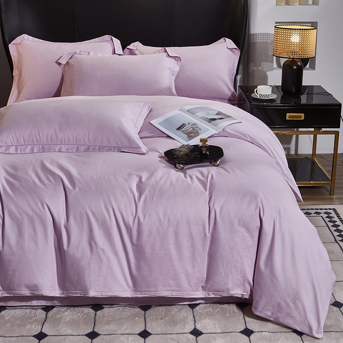 91家纺网 家纺一手货源 找家纺 雲归梦 2024新款全棉提花活性高支密轻奢四件套 细条纹-优雅紫